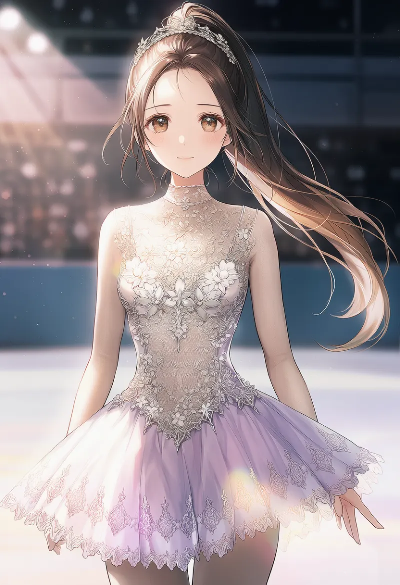 フィギュアスケート用のドレスに装飾性を追加したAIイラスト