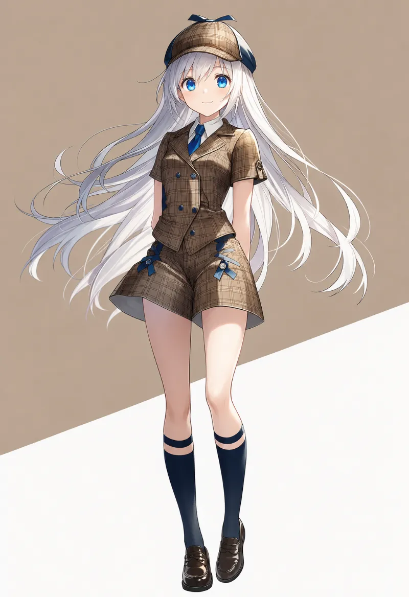 学生探偵コーデ｜夏服スタイルのAIイラスト作例