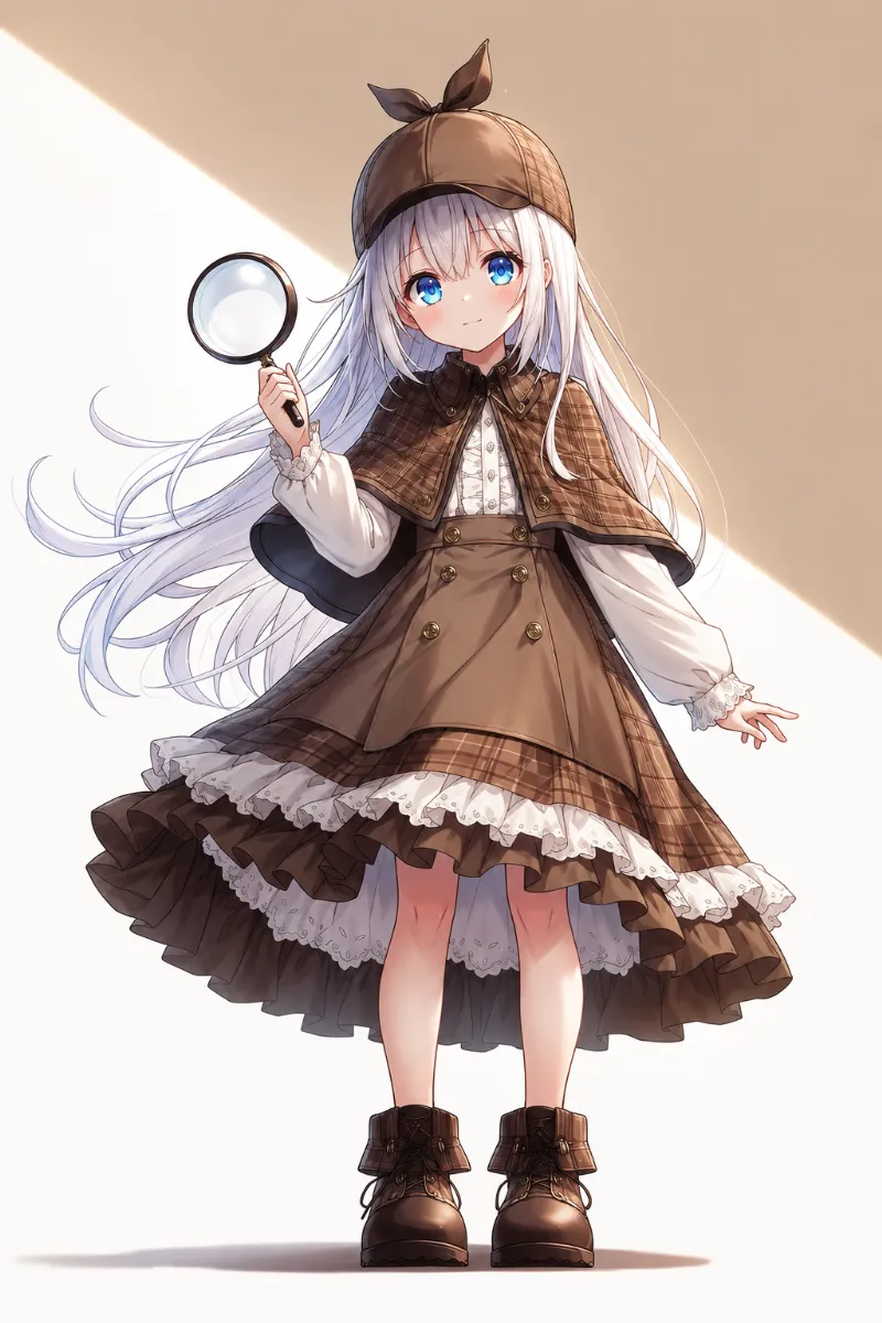 こども探偵コーデ｜ゆるかわスタイルのAIイラスト作例
