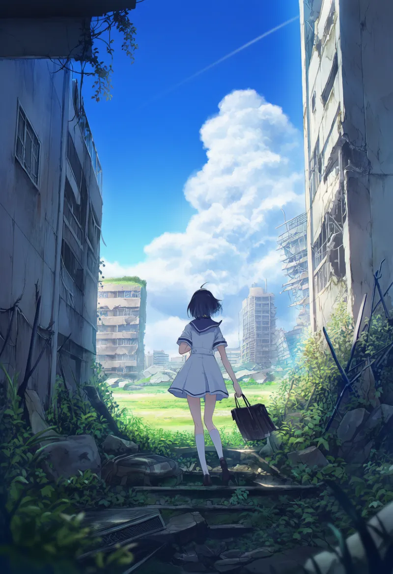老朽化・荒廃した建物のAIイラスト｜プロンプト紹介