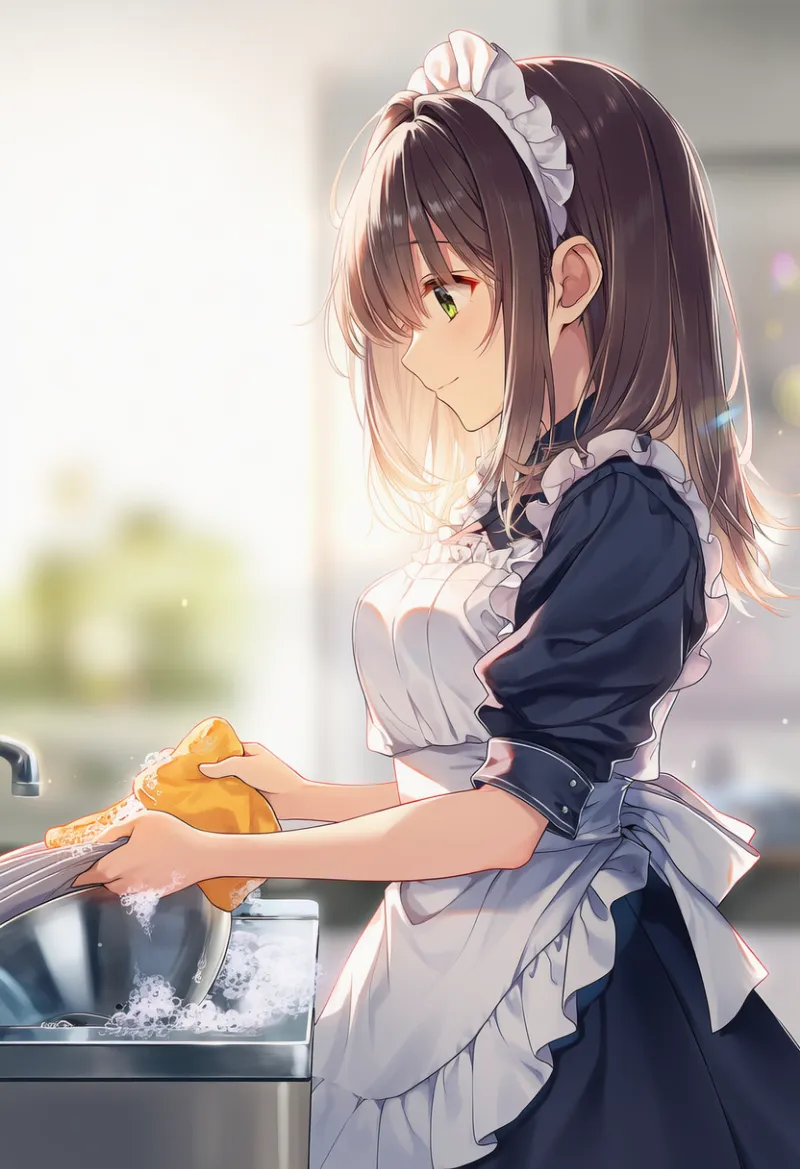食器洗いのAIイラスト｜プロンプト紹介