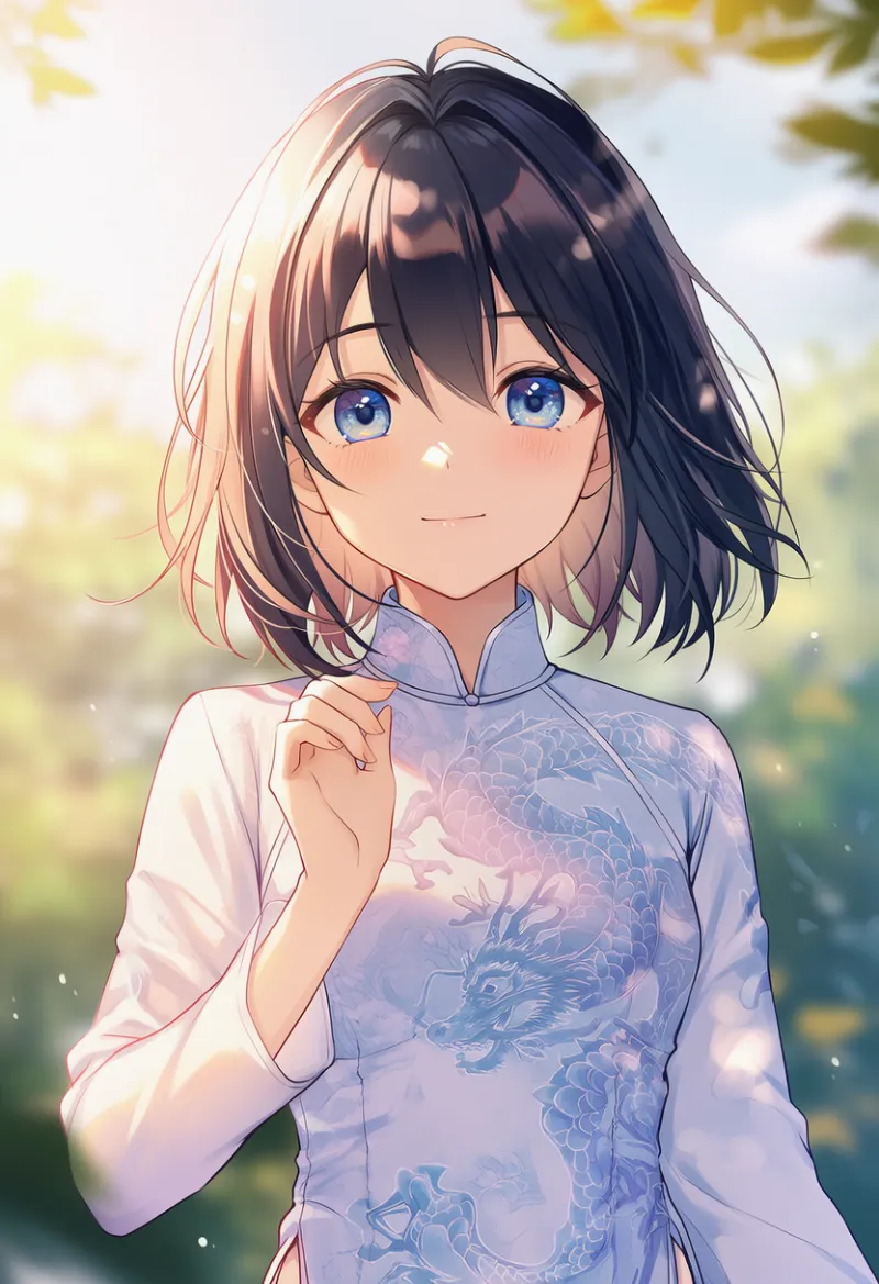 龍の模様のアオザイのAIイラスト｜プロンプト紹介