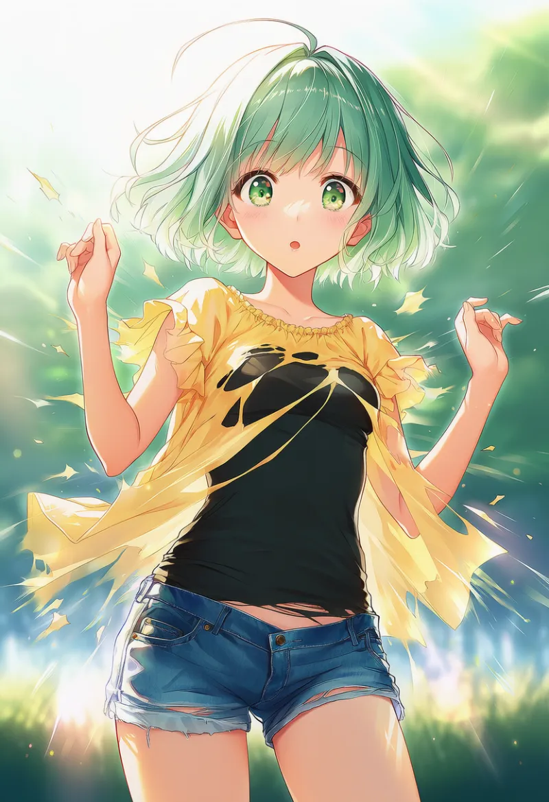 服が弾け飛んで破れる状態を再現したAIイラスト|プロンプト紹介