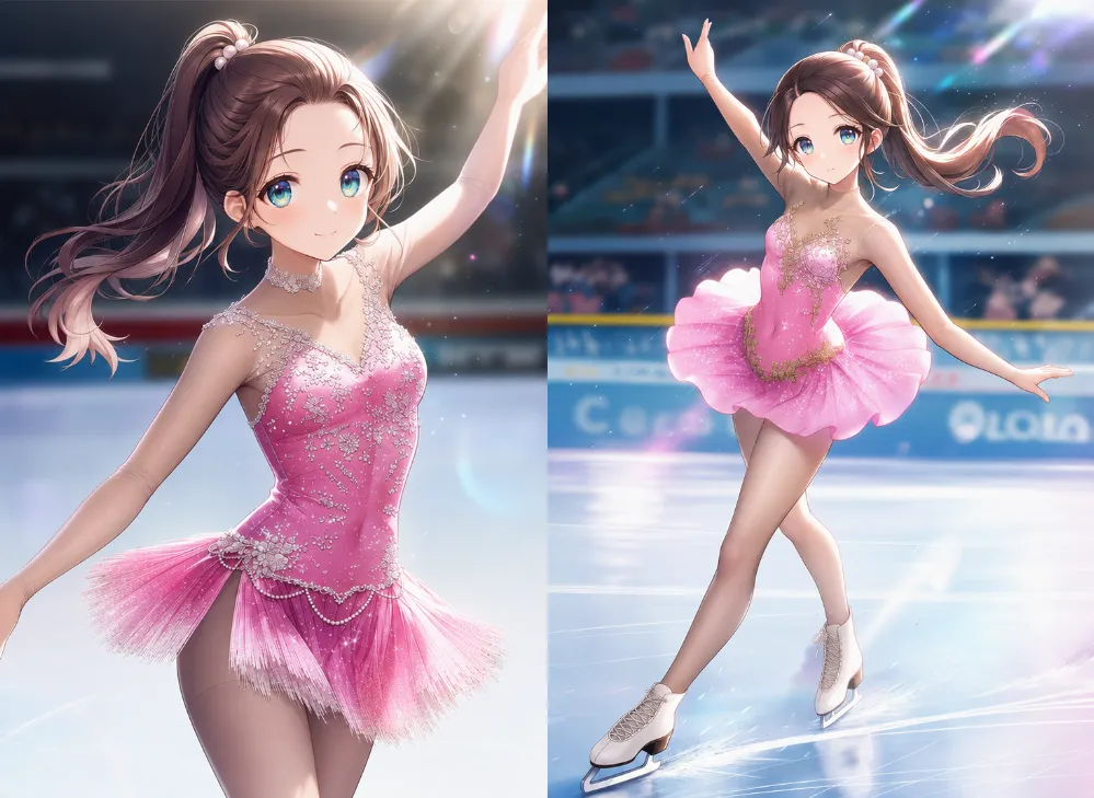 クラシックショートドレスのAIイラスト｜フィギュアスケート用デザイン