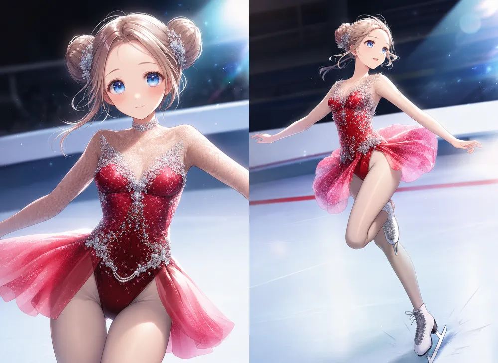 ハイレグ・レオタードドレスのAIイラスト｜フィギュアスケート用デザイン