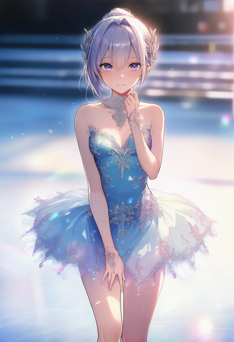 フィギュアスケート用ドレスのAIイラスト作例（パワーネットのない例）
