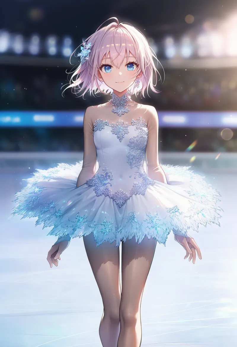 フィギュアスケート用ドレスのAIイラスト作例（パワーネットの再現をした例）