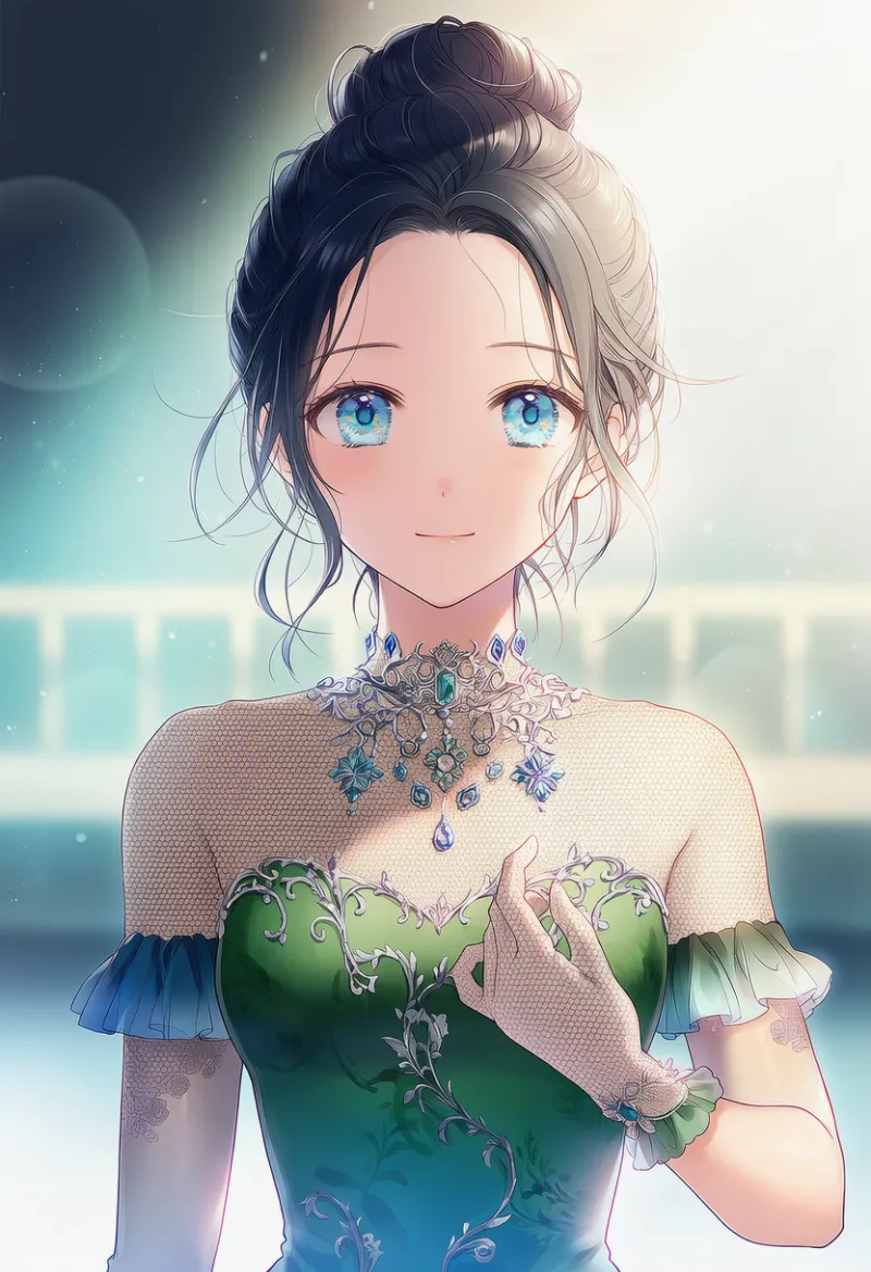フリル付きグローブのAIイラスト（フィギュアスケートドレス用）｜プロンプト紹介