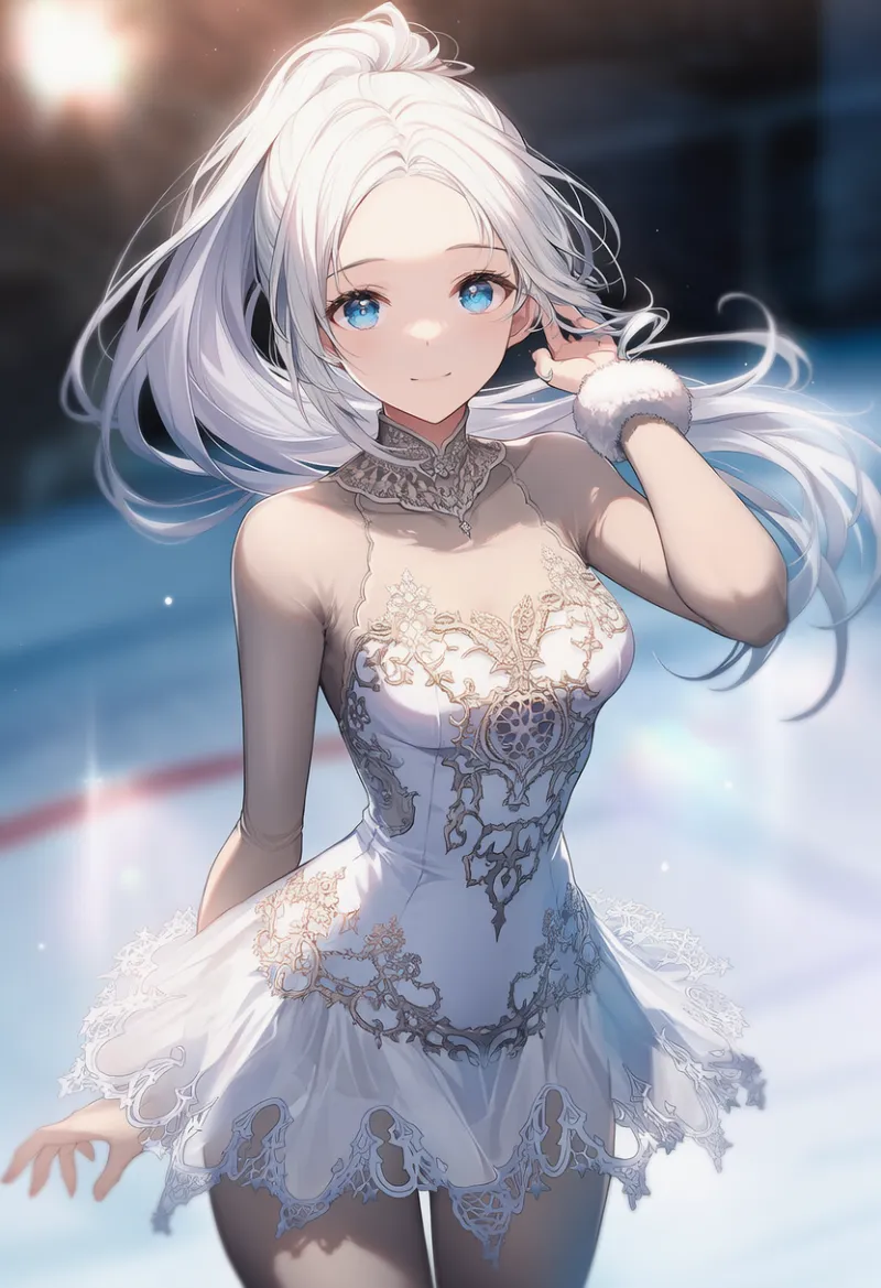 ファー付きリストカフのAIイラスト（フィギュアスケートドレス用）｜プロンプト紹介