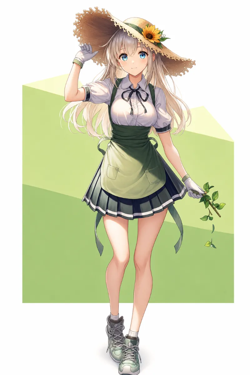 かわいい温室ガーデナースタイルのAIイラスト（ガーデナーファッション）
