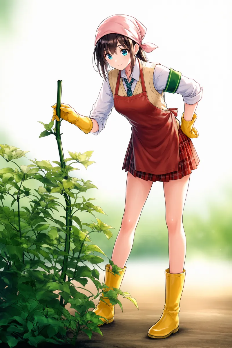 緑化委員風のAIイラスト（ガーデナーファッション）