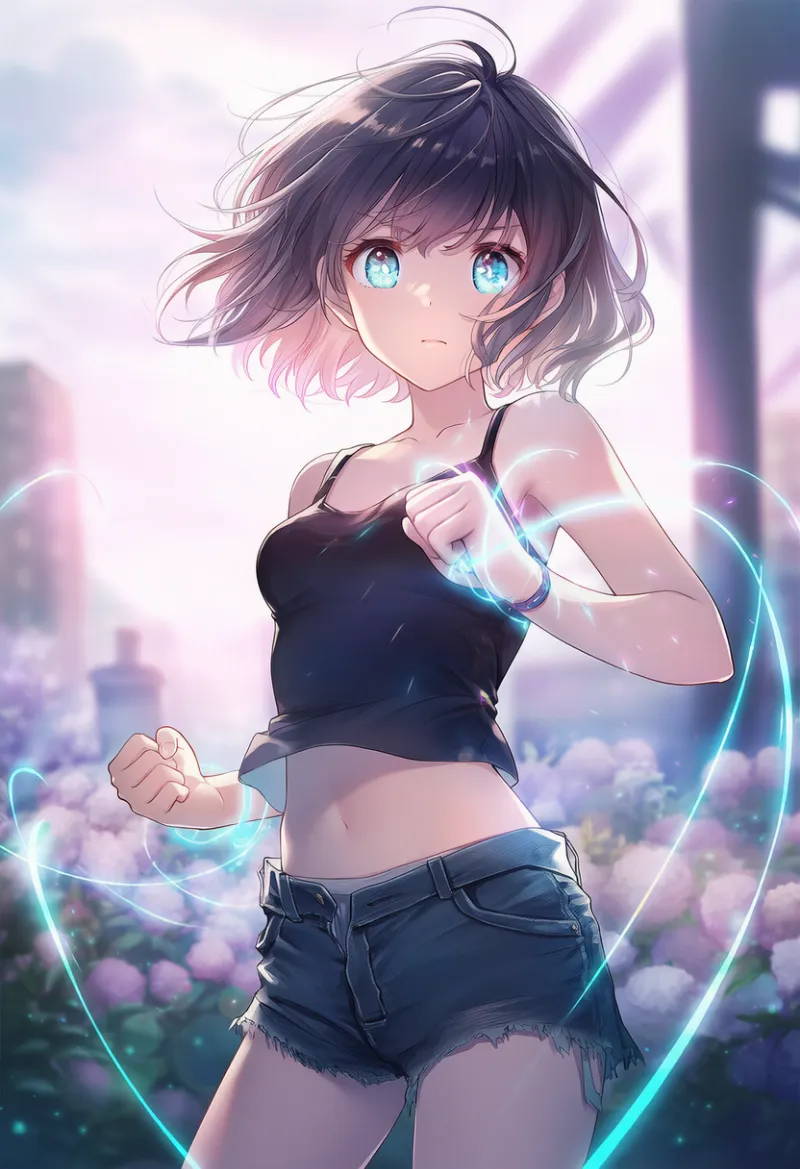 光の線のエフェクトを再現したAIイラスト｜プロンプト紹介