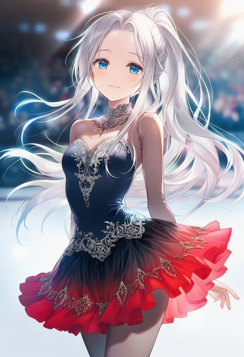 グラデーション・ドレスのAIイラスト（フィギュアスケートドレス）｜プロンプト紹介