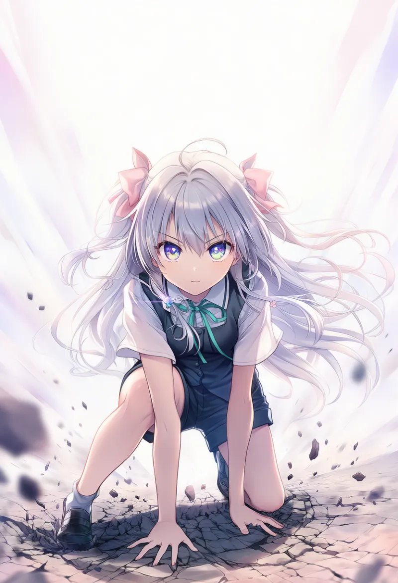 地面が激しく割れて砕け散るエフェクトを再現したAIイラスト｜プロンプト紹介