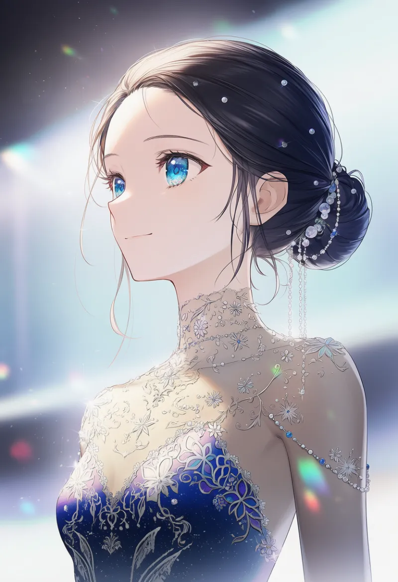 ヘアー・ビーズのAIイラスト（フィギュアスケート用のヘアアクセサリ）｜プロンプト紹介