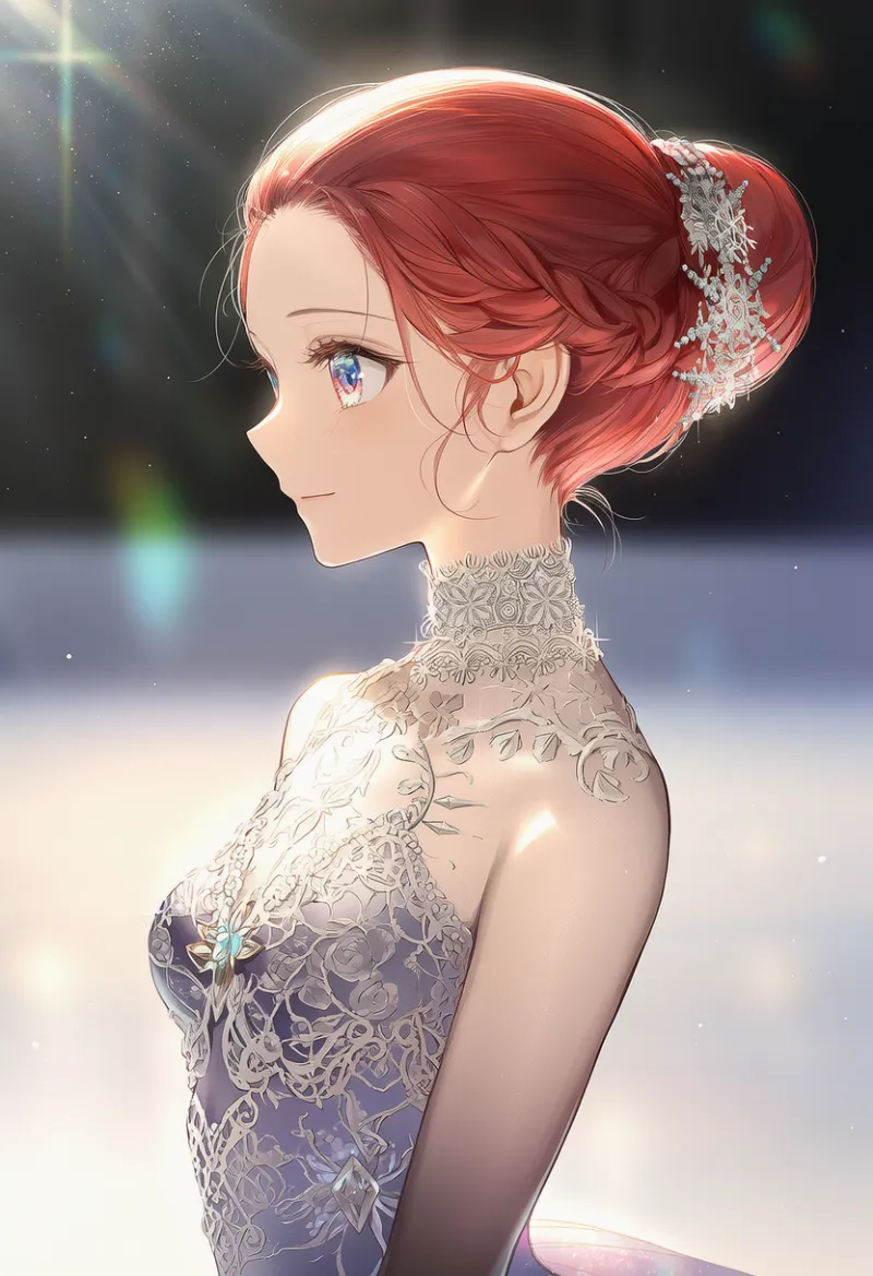 ヘアー・ジュエリーのAIイラスト（フィギュアスケート用のヘアアクセサリ）｜プロンプト紹介