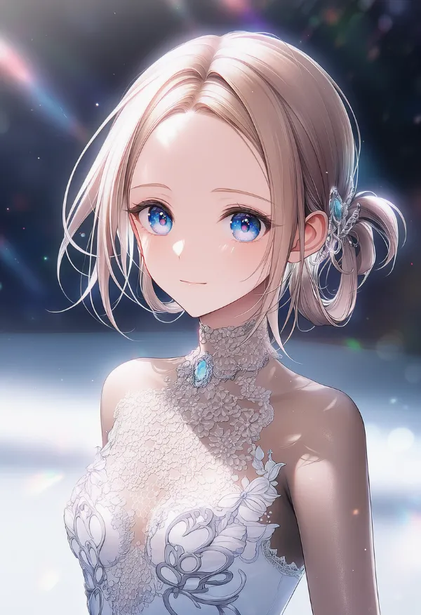 ヘアリングのAIイラスト（フィギュアスケート用の髪型）｜プロンプト紹介