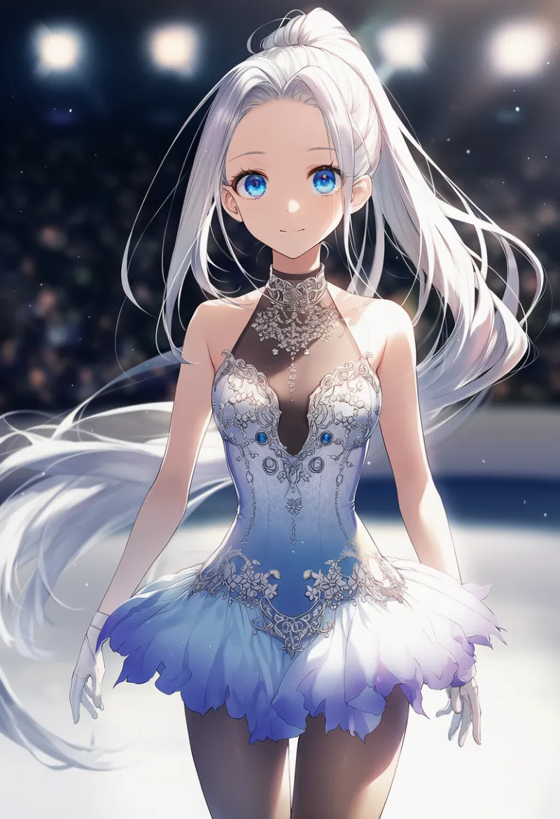 ホルターネック・ドレスのAIイラスト（フィギュアスケートドレス）｜プロンプト紹介