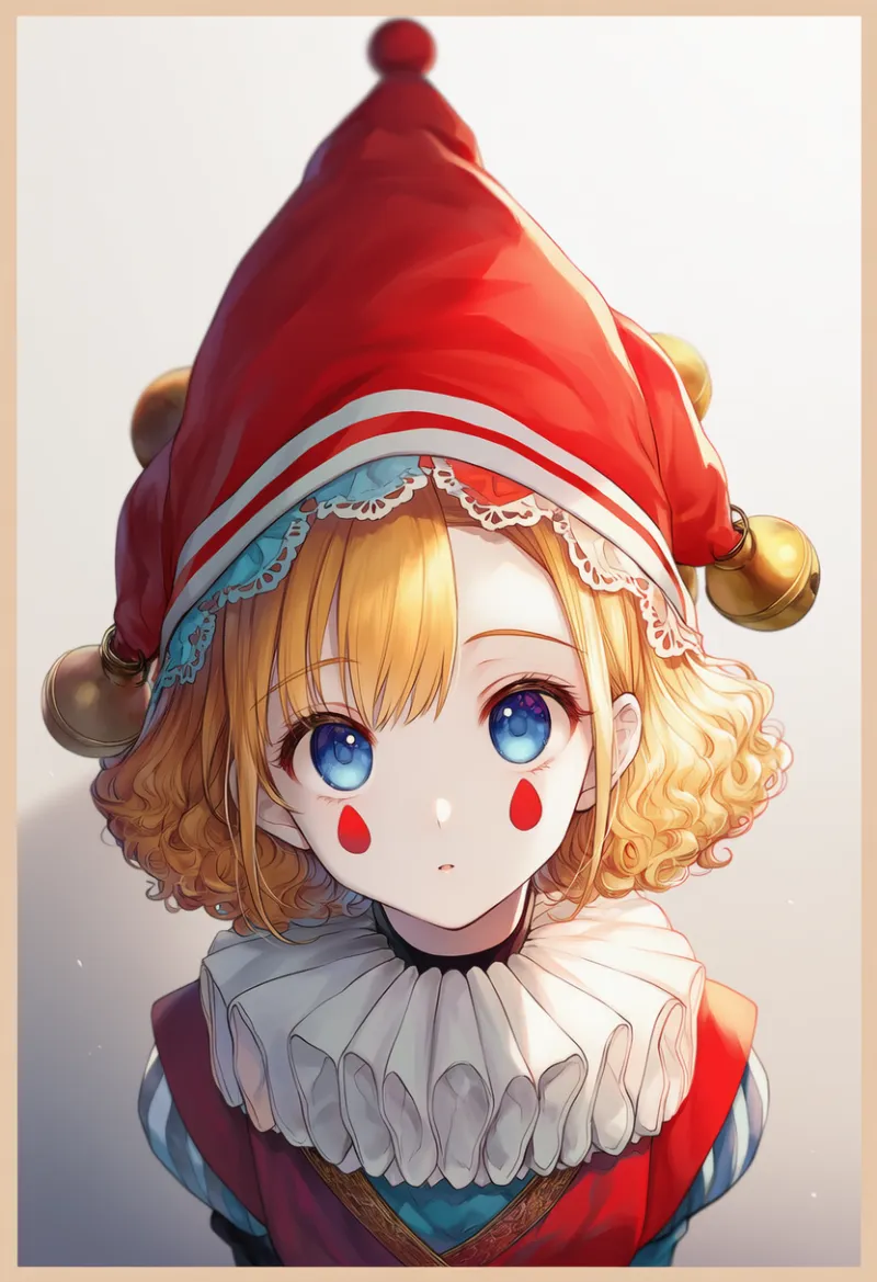 帽子のベル（鈴）のAIイラスト（ピエロ服用）｜プロンプト紹介