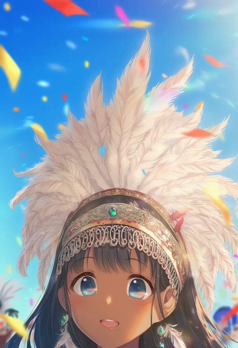 ヘッドバンド型の羽根のAIイラスト（サンバ衣装）｜プロンプト紹介