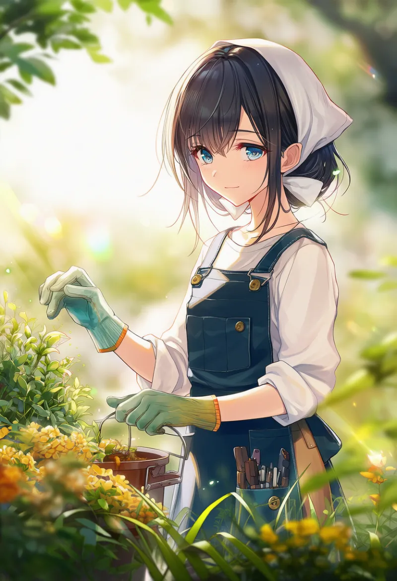 頭巾のAIイラスト（園芸アイテム）｜プロンプト紹介