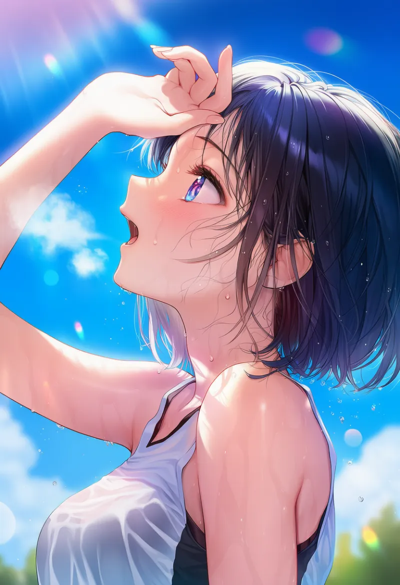 スポーツ後の荒い呼吸を再現したAIイラストの作例｜プロンプト紹介
