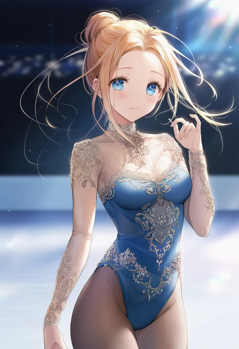 ハイレグレオタードのAIイラスト（フィギュアスケートドレス）｜プロンプト紹介