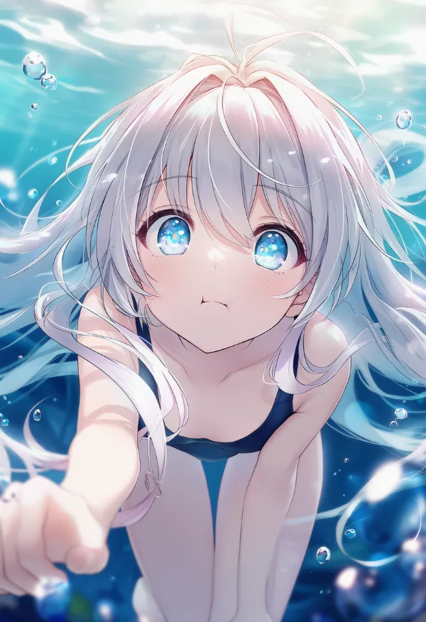 水中での息止めのAIイラスト｜プロンプト紹介