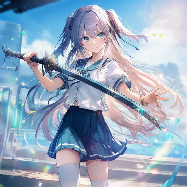 武器を持つキャラクターのAIイラスト