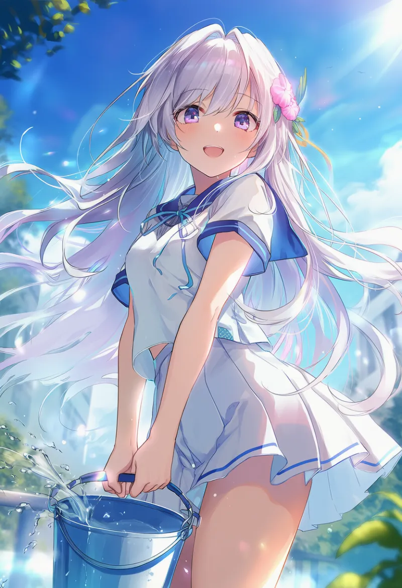 水の入ったバケツのAIイラスト（掃除用具）｜プロンプト紹介