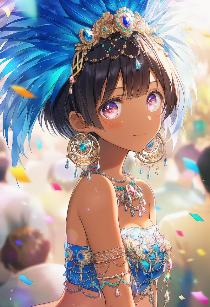 フープイヤリングのAIイラスト（サンバ衣装）｜プロンプト紹介
