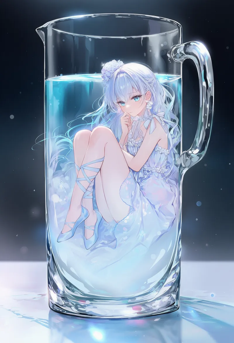 カップの中に閉じ込められるシーンのAIイラスト｜プロンプト紹介