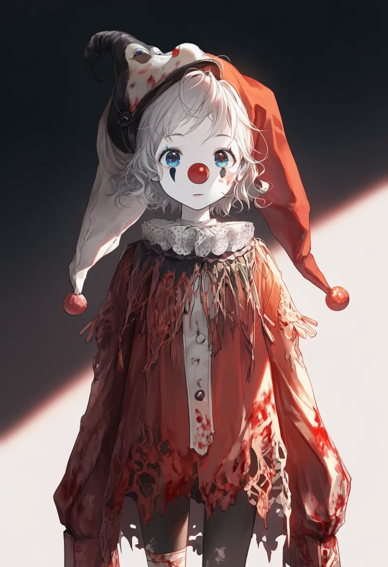 ホラー系の怖いピエロのAIイラスト作例