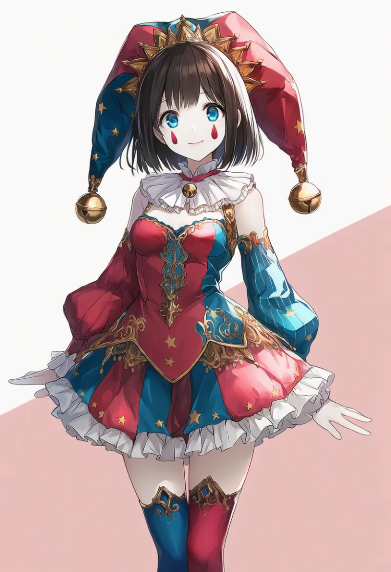 ファンタジー寄りのピエロのAIイラスト作例