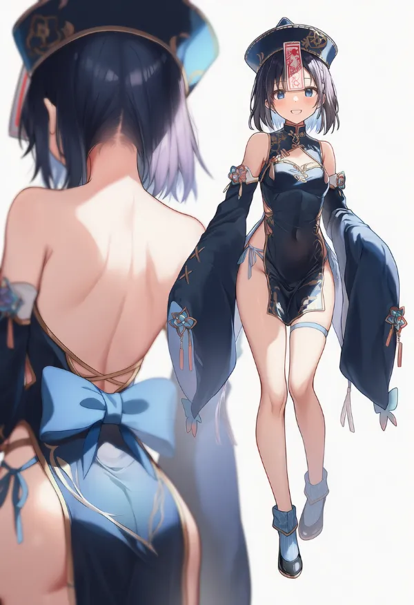キョンシーの服装のAIイラスト