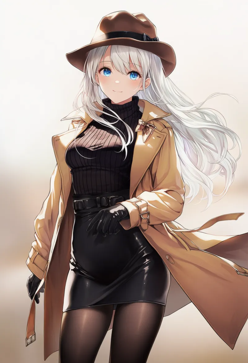 レザーのミニスカートのAIイラスト（探偵の服装）｜プロンプト紹介