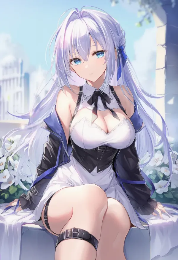 脚に巻いたベルトのAIイラスト|プロンプト紹介