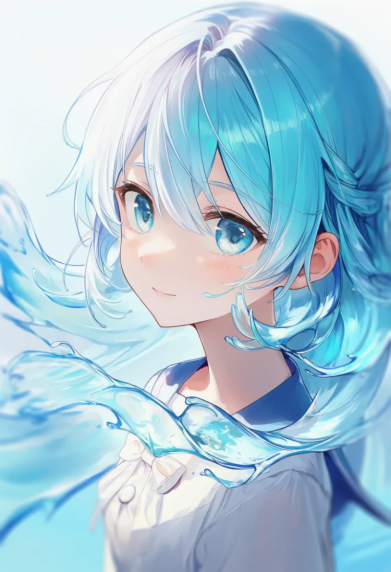 液体・流体髪のAIイラスト｜特殊な髪型プロンプト紹介