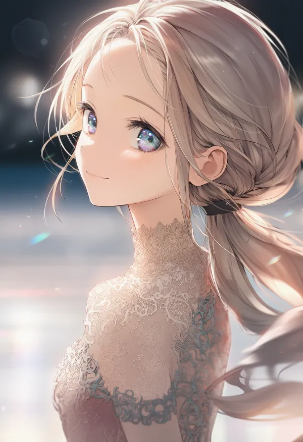 ローポニーテールのAIイラスト（フィギュアスケート用の髪型）｜プロンプト紹介