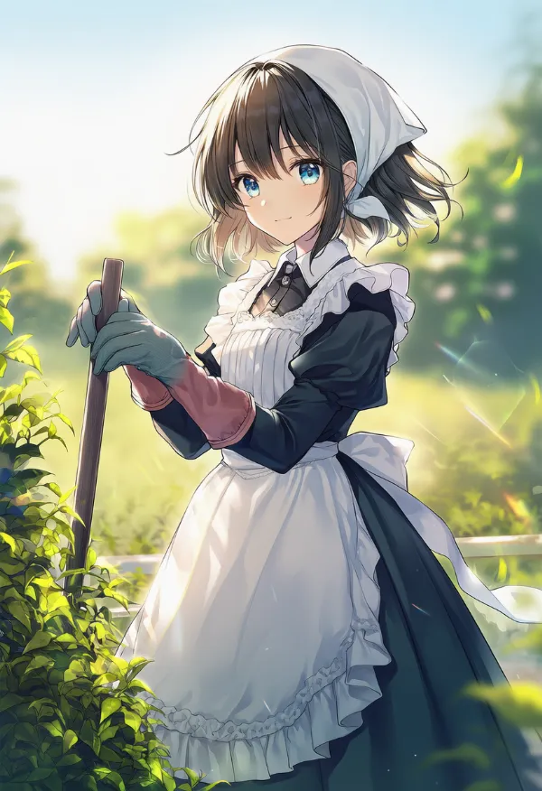 メイド風エプロンのAIイラスト（園芸アイテム）｜プロンプト紹介