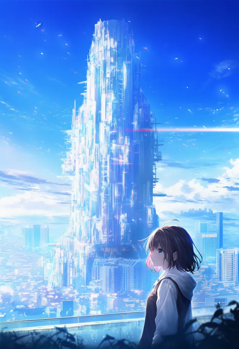 超巨大人工構造物のAIイラスト（都市景観）