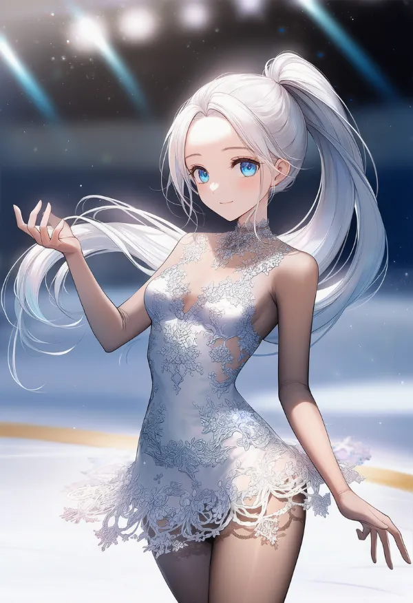 マイクロ丈のドレスのAIイラスト（フィギュアスケートドレス）｜プロンプト紹介