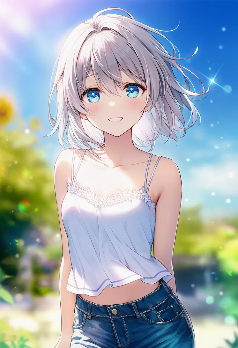 お腹のチラ見えファッションのAIイラスト｜プロンプト紹介