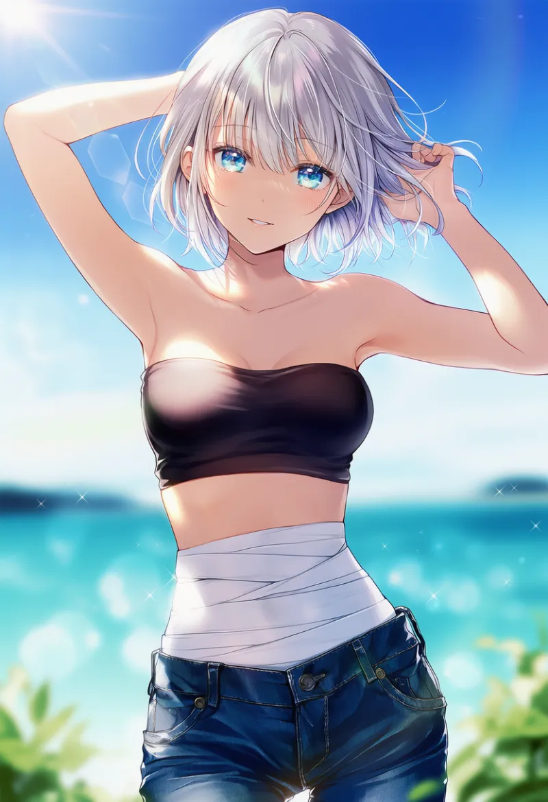 お腹のさらしのAIイラスト｜プロンプト紹介