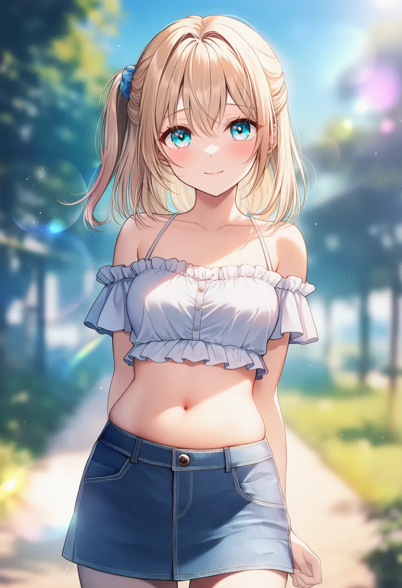 服からはみ出るお腹のAIイラスト｜プロンプト紹介