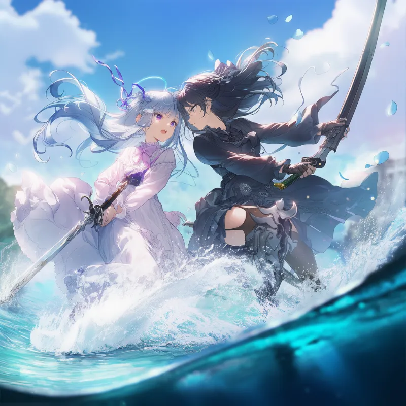 海戦｜決闘シーンのカメラ・構図パターンのAIイラスト作例