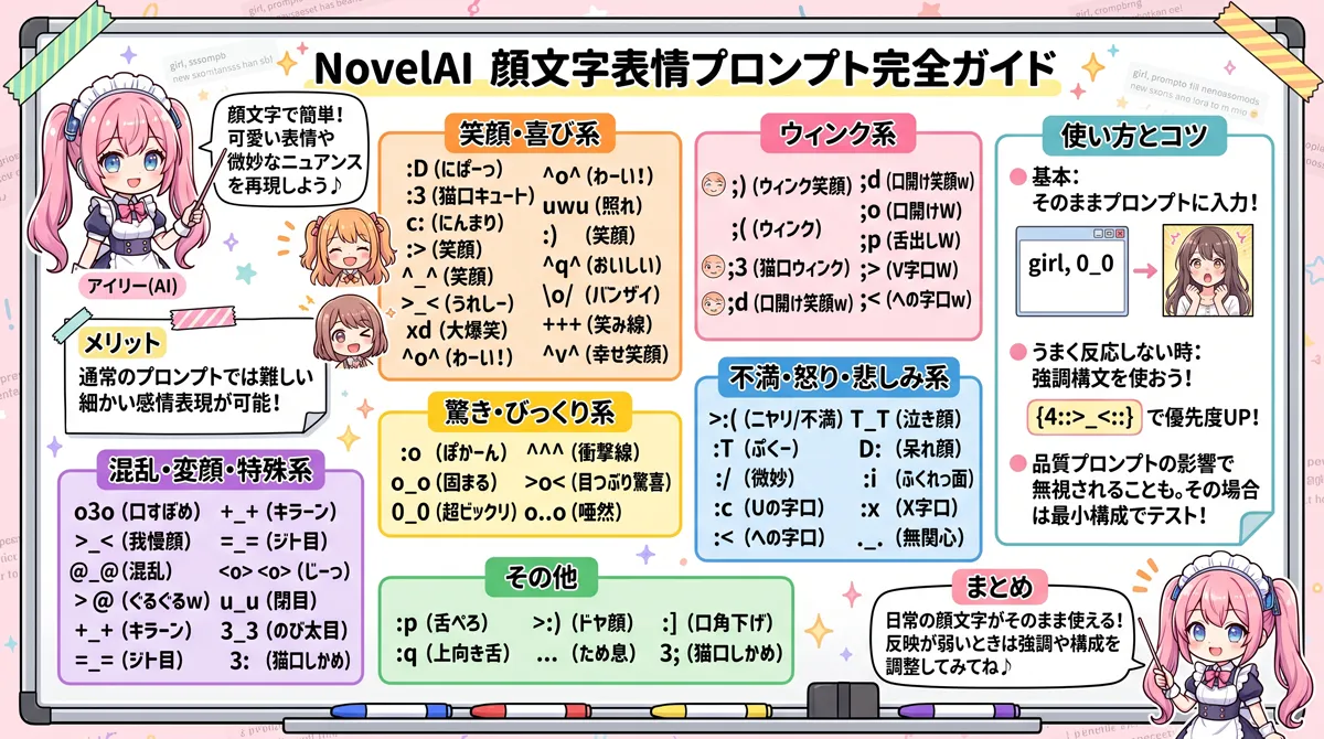 顔文字の表情プロンプト集【NovelAI】