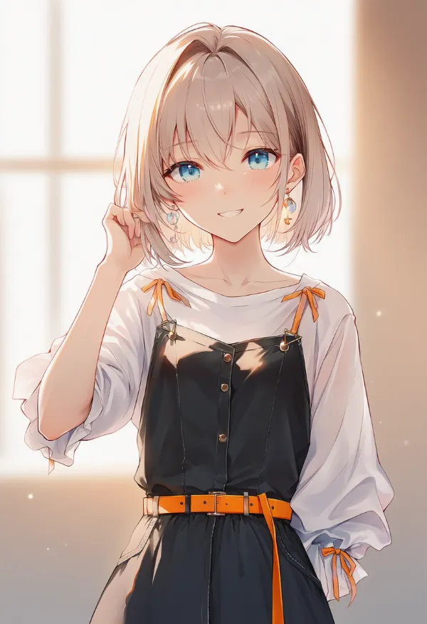 オレンジ色のベルトのAIイラスト|プロンプト紹介