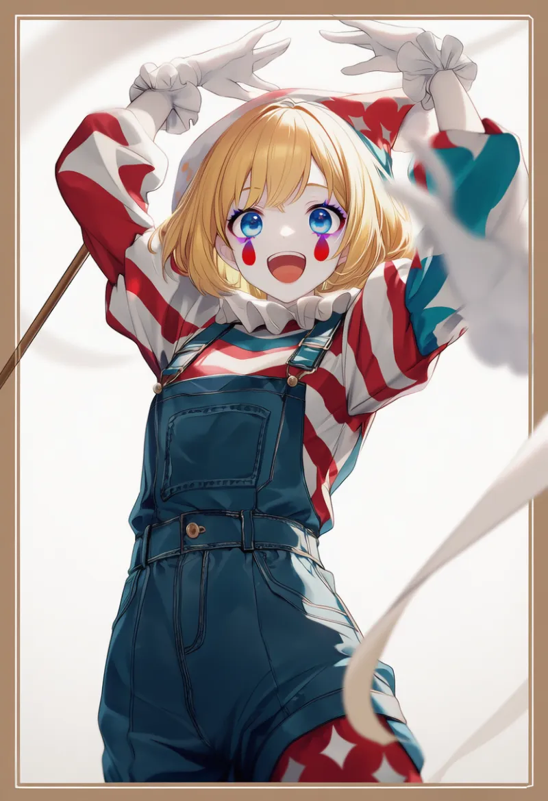 オーバーオールのAIイラスト（ピエロ服用）｜プロンプト紹介