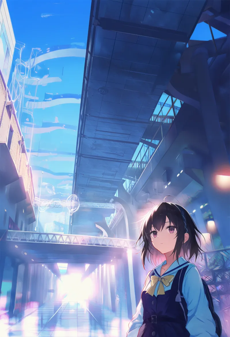 陸橋・高架道路のAIイラスト（都市景観）